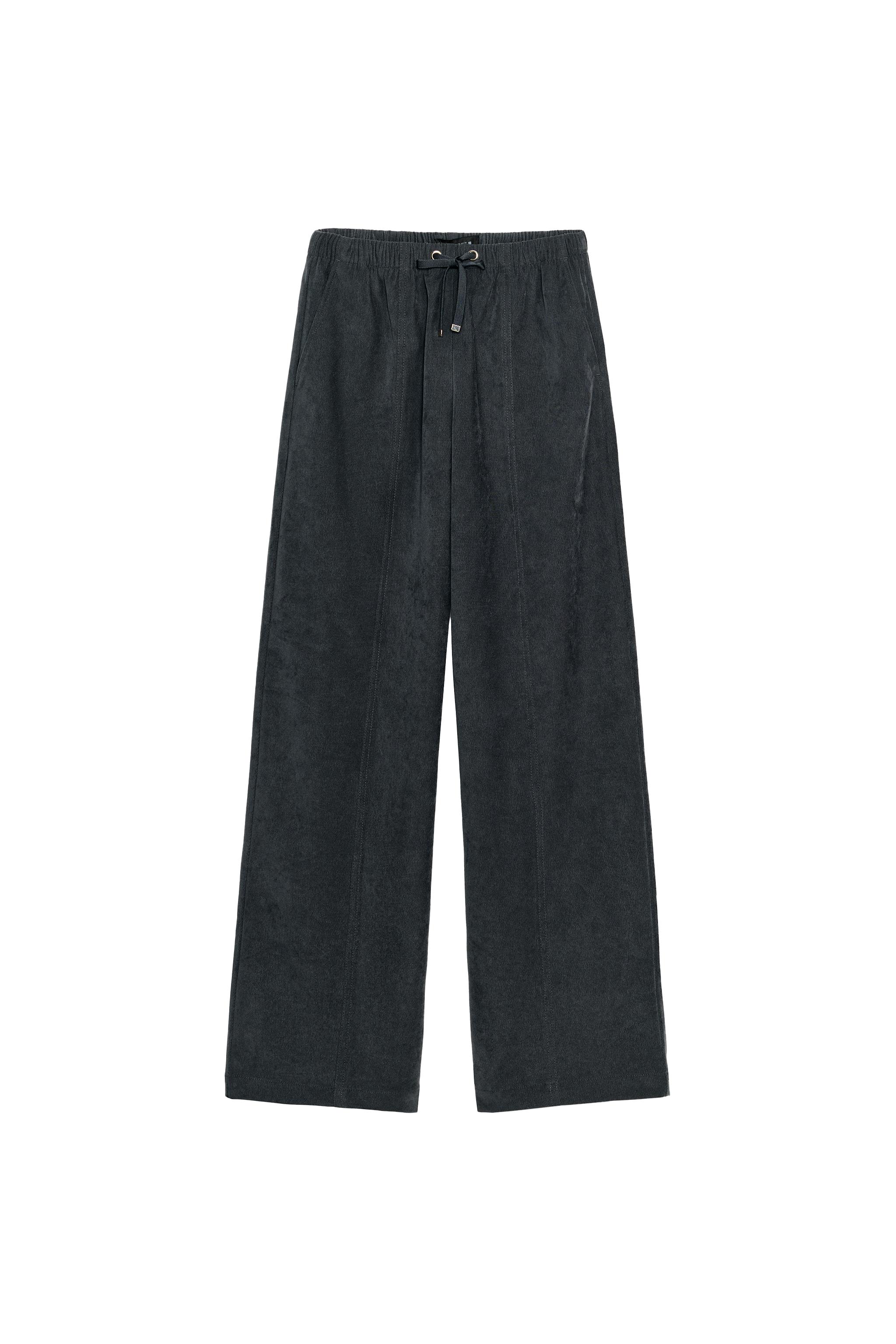 ELASTIC WAIST WIDE LEG TROUSERS